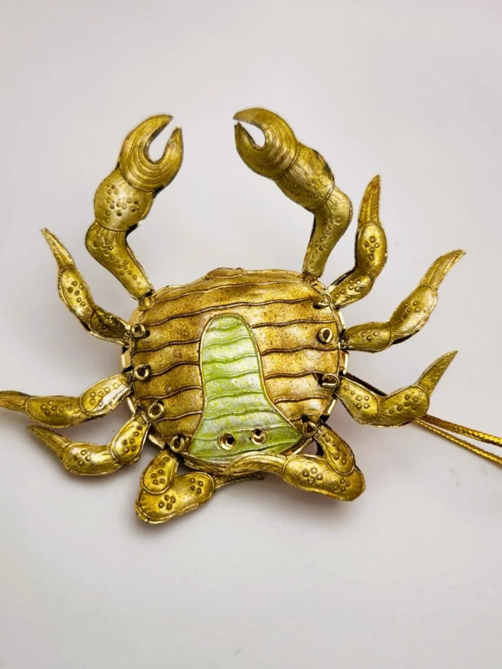 Vintage Enamel Metal Lobster Crab Ornaments Cloisonne Style Articulated Pair